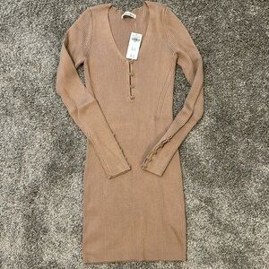 NWT Abercrombie & Fitch Tan Mini Sweater Dress